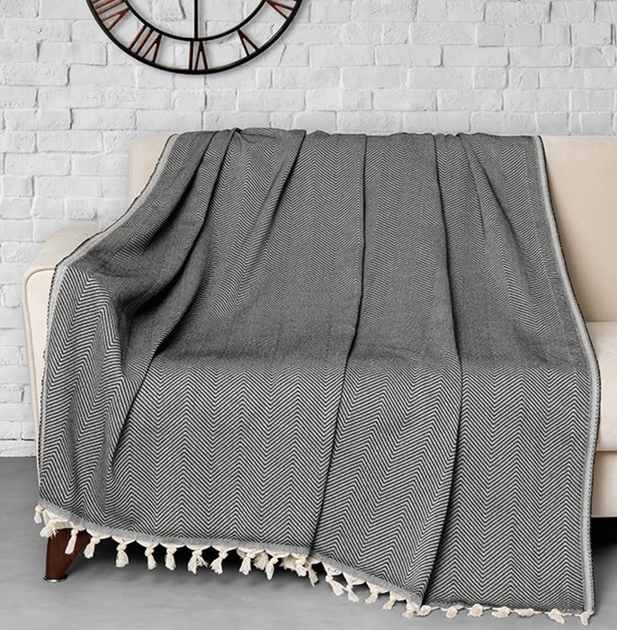 L'essentiel linge de maison Funda de Sofá 170x230 cm Blanco y Negro Algodón 100%